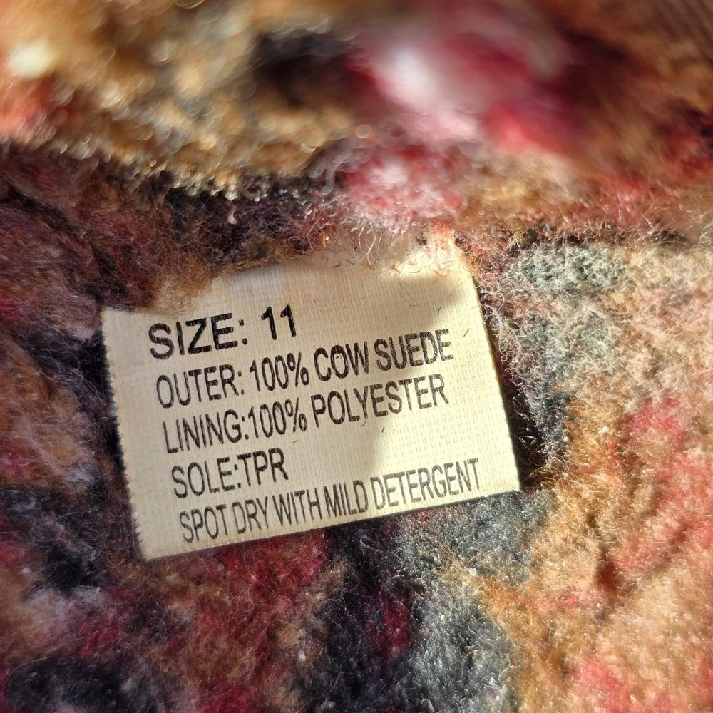 Muk Luks Mens‎ Size 11 Brown Suede Slip On Slipper Shoes Fleece Indoor Outdoor